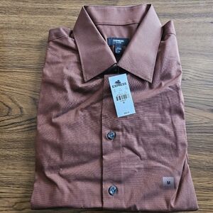 Express Men's Textured Rust Button-Front Dress Shirt